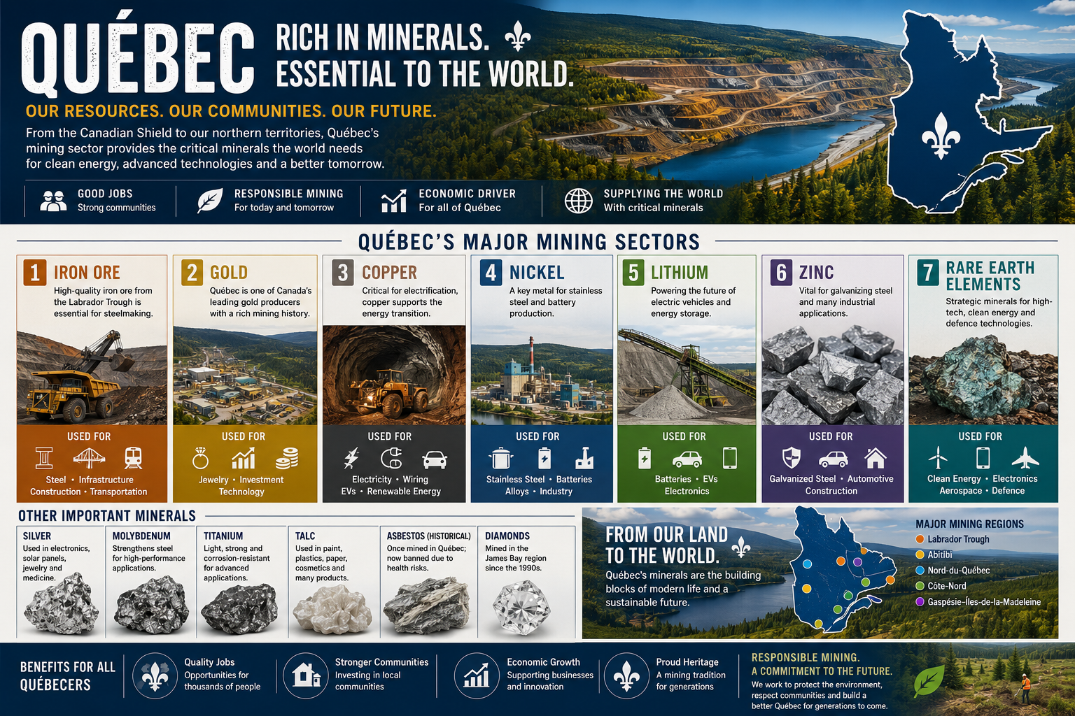 Quebec mining sectors infographic